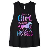 Just A Girl Who Loves Horses Riding Cute Horse Girl Women's Racerback Cropped Tank