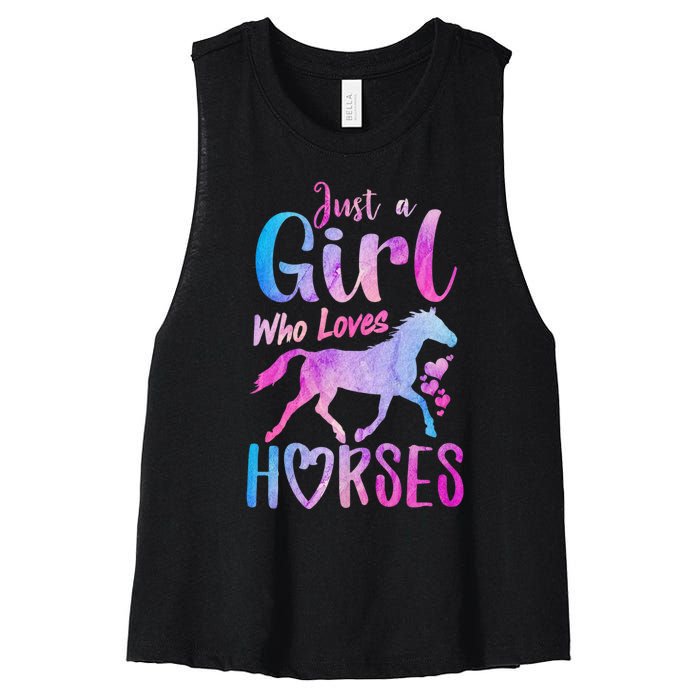 Just A Girl Who Loves Horses Riding Cute Horse Girl Women's Racerback Cropped Tank