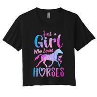 Just A Girl Who Loves Horses Riding Cute Horse Girl Women's Crop Top Tee