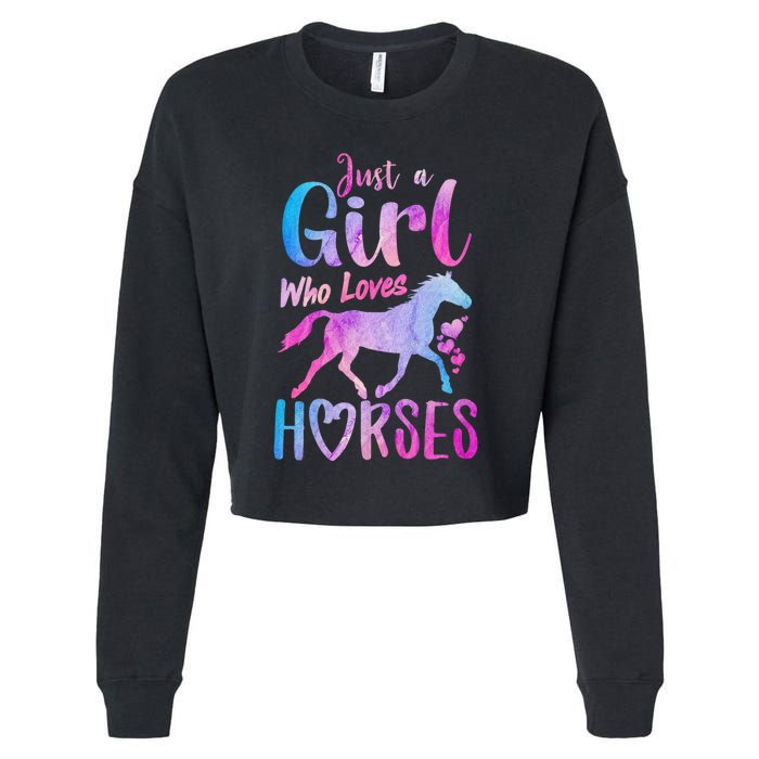 Just A Girl Who Loves Horses Riding Cute Horse Girl Cropped Pullover Crew