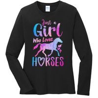 Just A Girl Who Loves Horses Riding Cute Horse Girl Ladies Long Sleeve Shirt