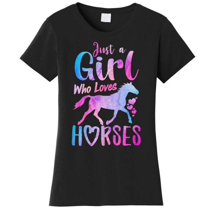 Just A Girl Who Loves Horses Riding Cute Horse Girl Women's T-Shirt