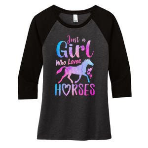 Just A Girl Who Loves Horses Riding Cute Horse Girl Women's Tri-Blend 3/4-Sleeve Raglan Shirt