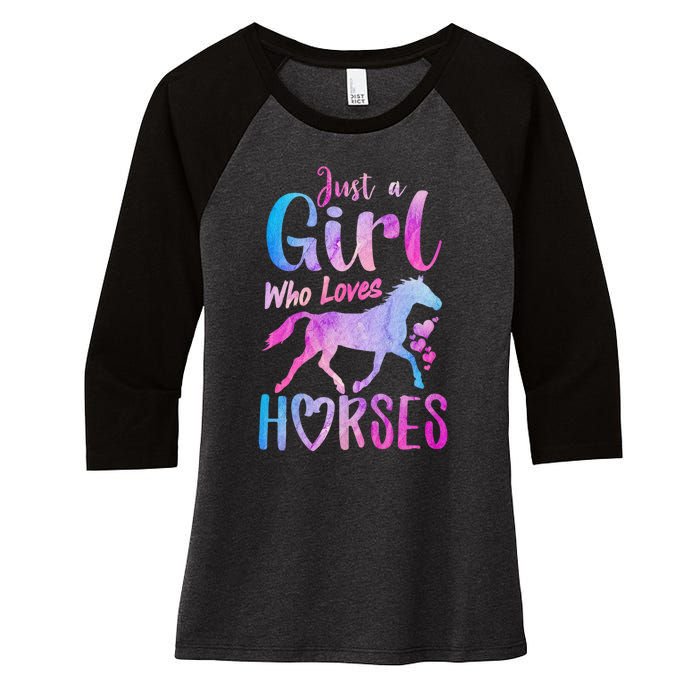 Just A Girl Who Loves Horses Riding Cute Horse Girl Women's Tri-Blend 3/4-Sleeve Raglan Shirt