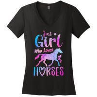 Just A Girl Who Loves Horses Riding Cute Horse Girl Women's V-Neck T-Shirt