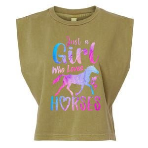 Just A Girl Who Loves Horses Riding Cute Horse Girl Garment-Dyed Women's Muscle Tee