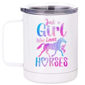 Just A Girl Who Loves Horses Riding Cute Horse Girl 12 oz Stainless Steel Tumbler Cup