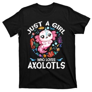 Just A Girl Who Loves Axolotls Cute Axolotl Kids T-Shirt