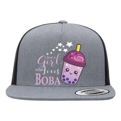 Just A Girl Who Loves Boba Tea Boba Milk Tea Bubble Tea Flat Bill Trucker Hat