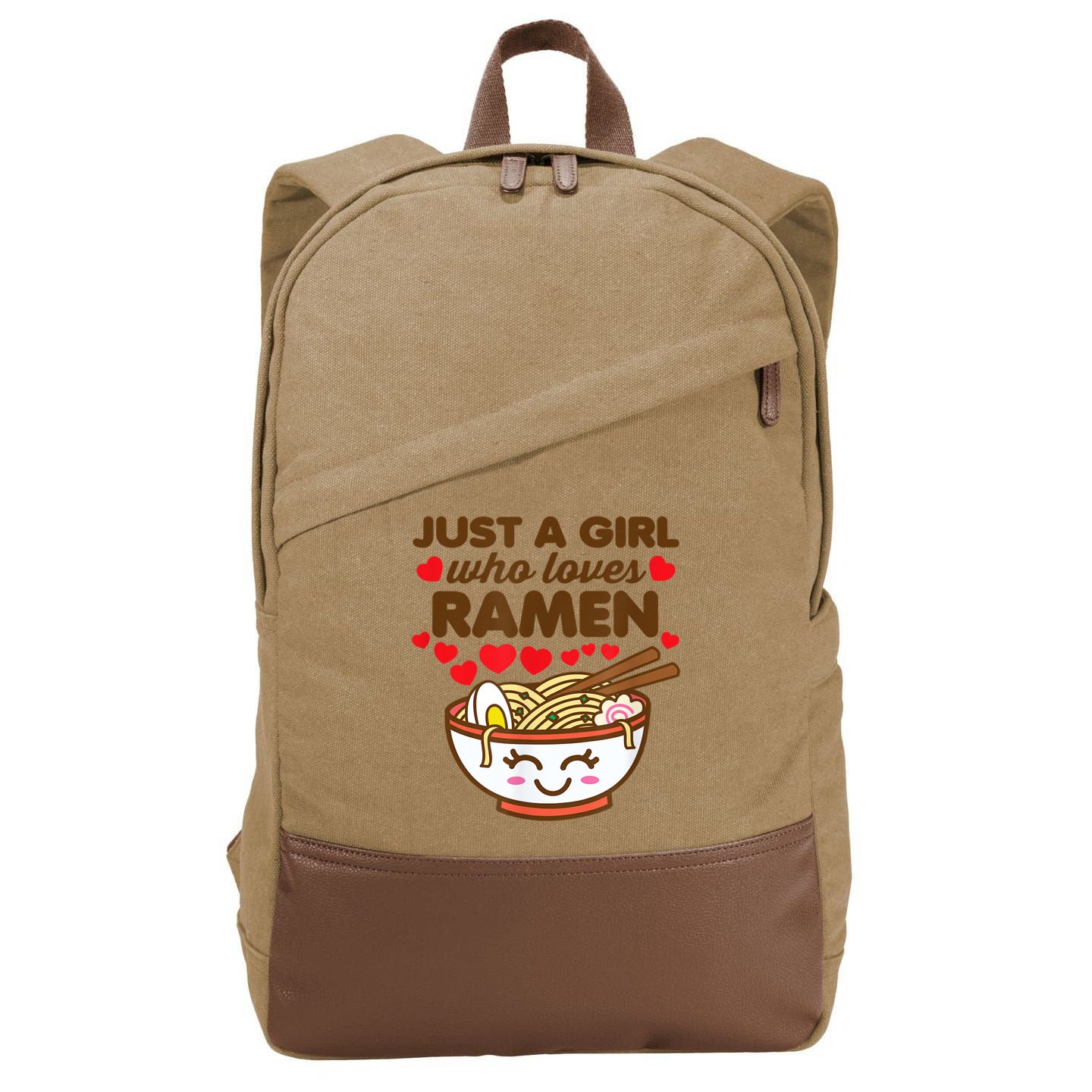 Just A Girl Who Loves Ramen Cute Kawaii Asian Noodles Lover Cotton Canvas Backpack
