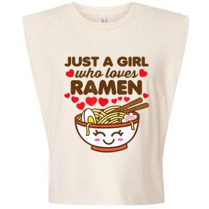 Just A Girl Who Loves Ramen Cute Kawaii Asian Noodles Lover Garment-Dyed Women's Muscle Tee