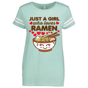 Just A Girl Who Loves Ramen Cute Kawaii Asian Noodles Lover Enza Ladies Jersey Football T-Shirt