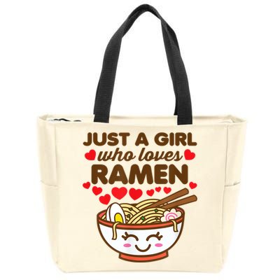 Just A Girl Who Loves Ramen Cute Kawaii Asian Noodles Lover Zip Tote Bag