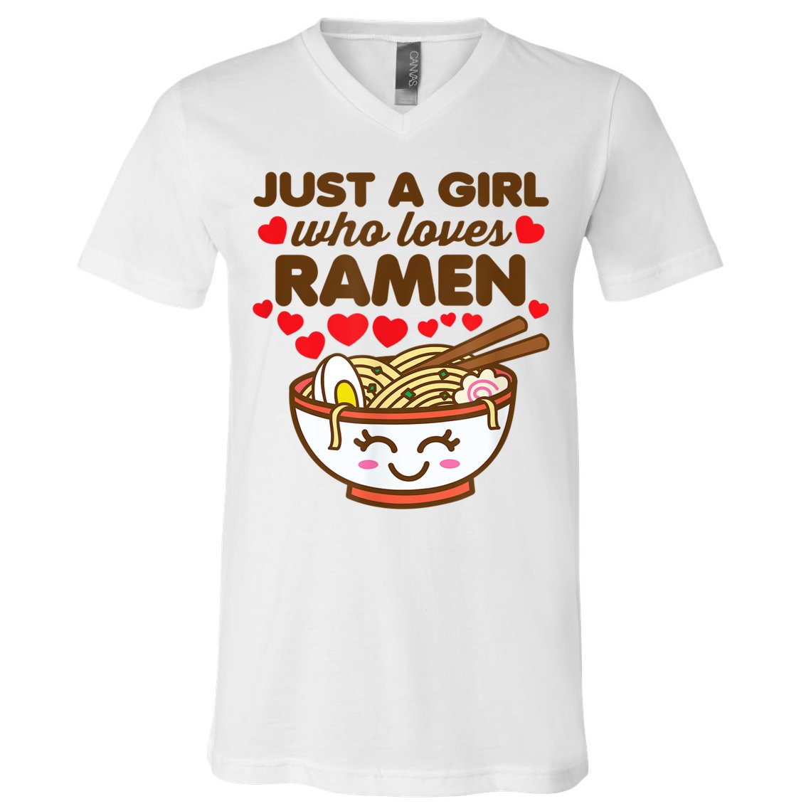 Just A Girl Who Loves Ramen Cute Kawaii Asian Noodles Lover V-Neck T-Shirt