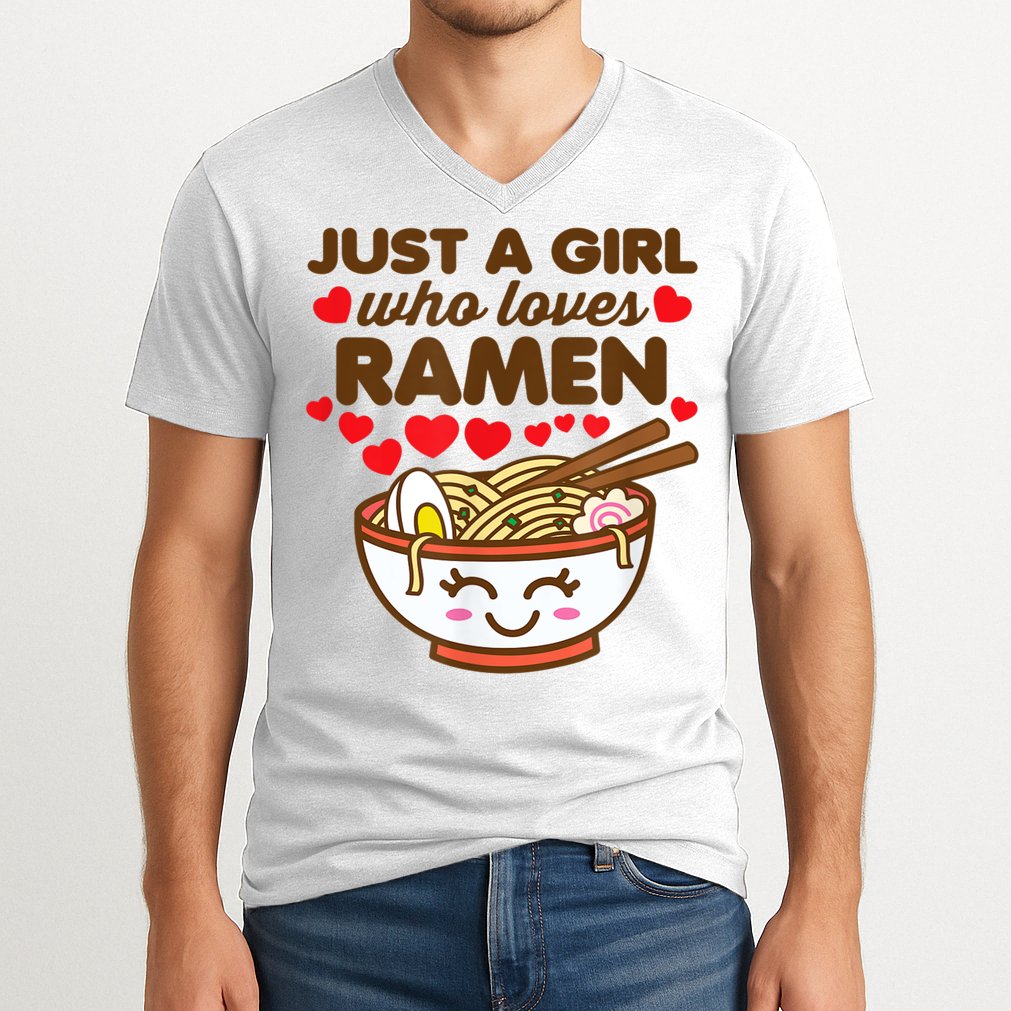 Just A Girl Who Loves Ramen Cute Kawaii Asian Noodles Lover V-Neck T-Shirt