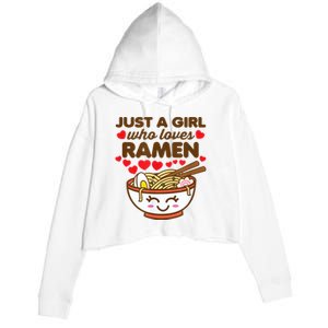 Just A Girl Who Loves Ramen Cute Kawaii Asian Noodles Lover Crop Fleece Hoodie