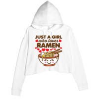 Just A Girl Who Loves Ramen Cute Kawaii Asian Noodles Lover Crop Fleece Hoodie