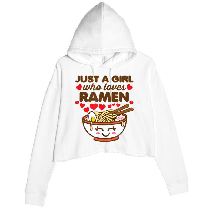 Just A Girl Who Loves Ramen Cute Kawaii Asian Noodles Lover Crop Fleece Hoodie