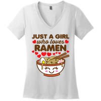 Just A Girl Who Loves Ramen Cute Kawaii Asian Noodles Lover Women's V-Neck T-Shirt