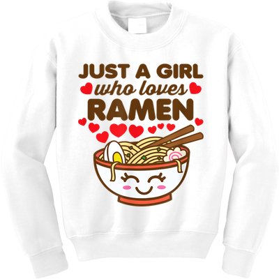 Just A Girl Who Loves Ramen Cute Kawaii Asian Noodles Lover Kids Sweatshirt