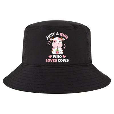 Just A Girl Who Loves Cows Cute Strawberry Cow Cowgirl Print Cool Comfort Performance Bucket Hat