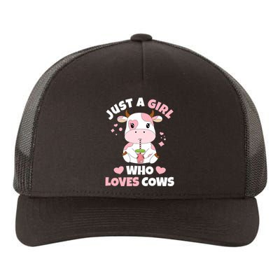 Just A Girl Who Loves Cows Cute Strawberry Cow Cowgirl Print Yupoong Adult 5-Panel Trucker Hat