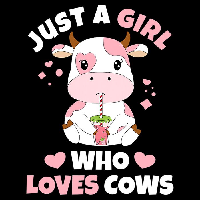 Just A Girl Who Loves Cows Cute Strawberry Cow Cowgirl Print Tall T-Shirt