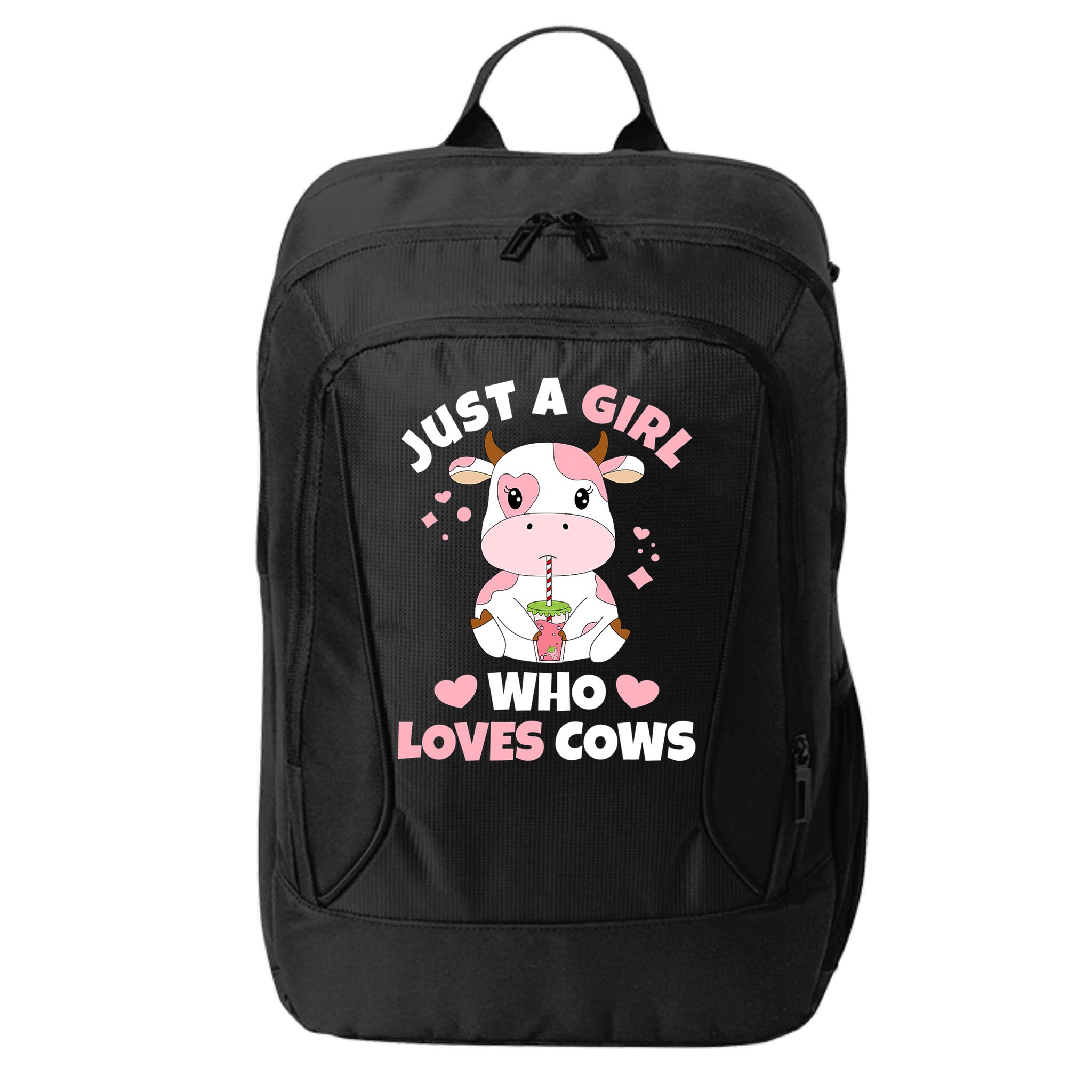 Just A Girl Who Loves Cows Cute Strawberry Cow Cowgirl Print City Backpack
