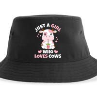 Just A Girl Who Loves Cows Cute Strawberry Cow Cowgirl Print Sustainable Bucket Hat