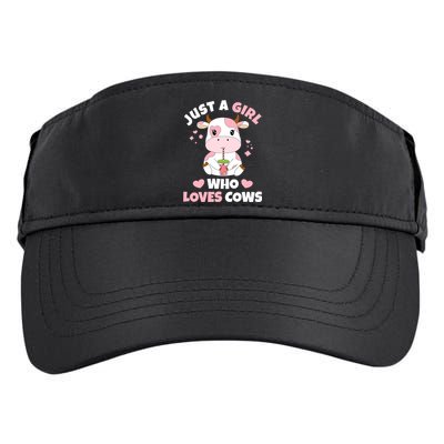 Just A Girl Who Loves Cows Cute Strawberry Cow Cowgirl Print Adult Drive Performance Visor