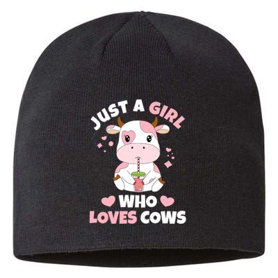 Just A Girl Who Loves Cows Cute Strawberry Cow Cowgirl Print Sustainable Beanie