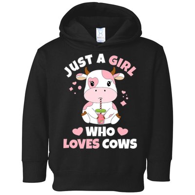 Just A Girl Who Loves Cows Cute Strawberry Cow Cowgirl Print Toddler Hoodie