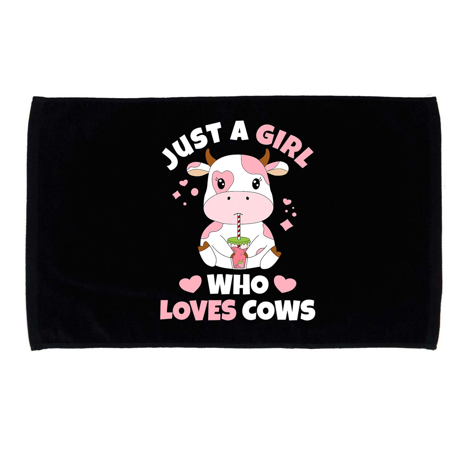 Just A Girl Who Loves Cows Cute Strawberry Cow Cowgirl Print Microfiber Hand Towel