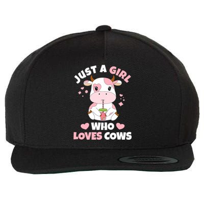 Just A Girl Who Loves Cows Cute Strawberry Cow Cowgirl Print Wool Snapback Cap