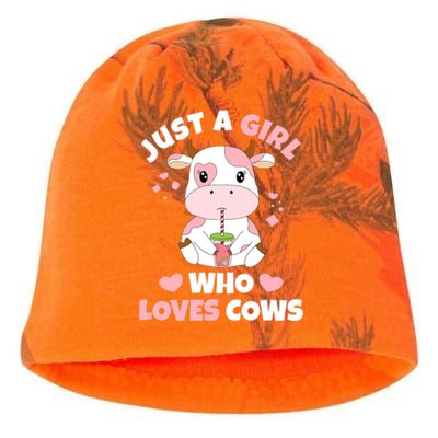 Just A Girl Who Loves Cows Cute Strawberry Cow Cowgirl Print Kati - Camo Knit Beanie