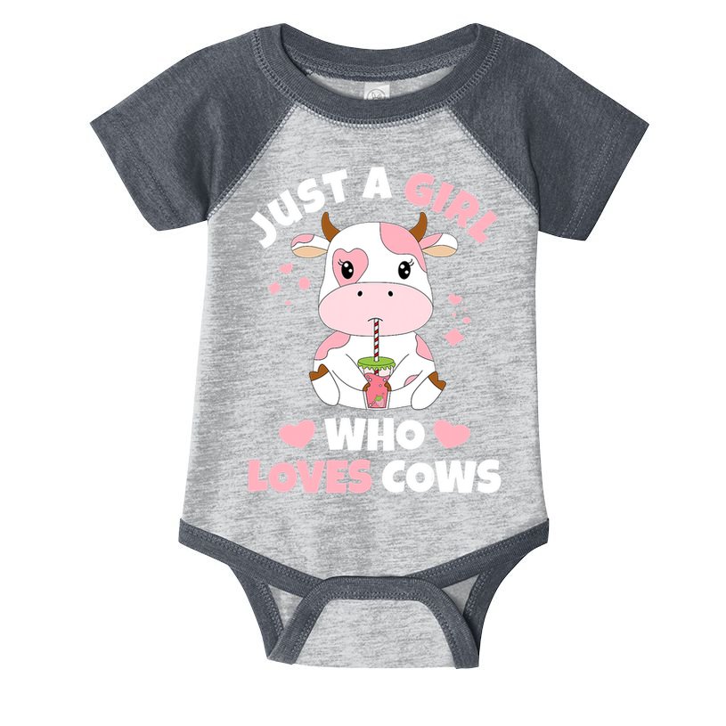 Just A Girl Who Loves Cows Cute Strawberry Cow Cowgirl Print Infant Baby Jersey Bodysuit