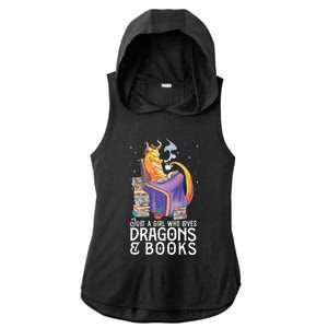 Just A Girl Who Loves Dragons & Books Book Nerds Ladies PosiCharge Tri-Blend Wicking Draft Hoodie Tank