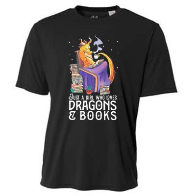 Just A Girl Who Loves Dragons & Books Book Nerds Cooling Performance Crew T-Shirt