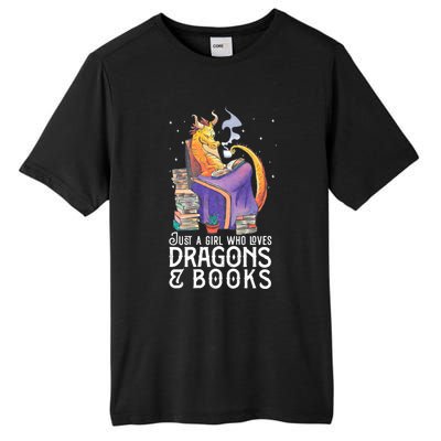 Just A Girl Who Loves Dragons & Books Book Nerds Tall Fusion ChromaSoft Performance T-Shirt