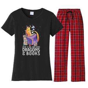 Just A Girl Who Loves Dragons & Books Book Nerds Women's Flannel Pajama Set