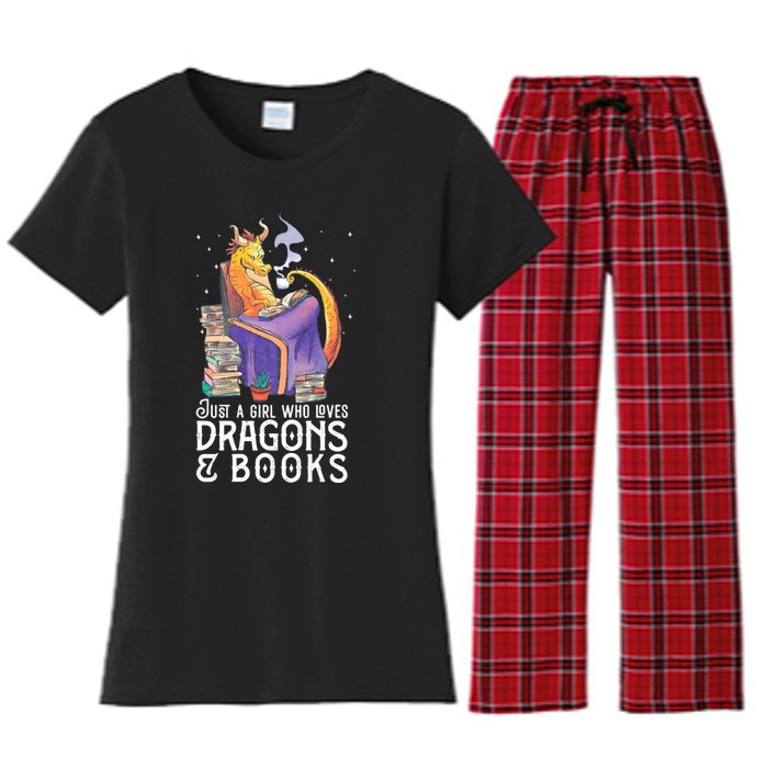 Just A Girl Who Loves Dragons & Books Book Nerds Women's Flannel Pajama Set