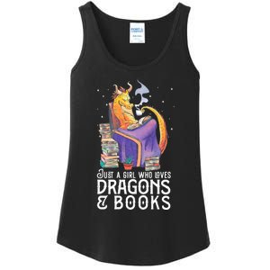 Just A Girl Who Loves Dragons & Books Book Nerds Ladies Essential Tank