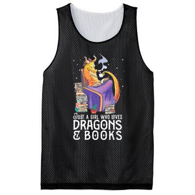 Just A Girl Who Loves Dragons & Books Book Nerds Mesh Reversible Basketball Jersey Tank