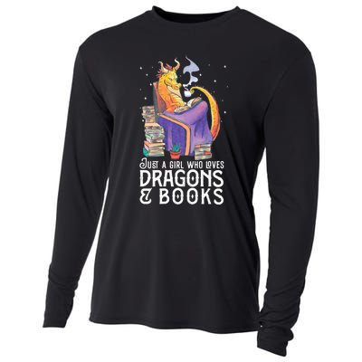 Just A Girl Who Loves Dragons & Books Book Nerds Cooling Performance Long Sleeve Crew