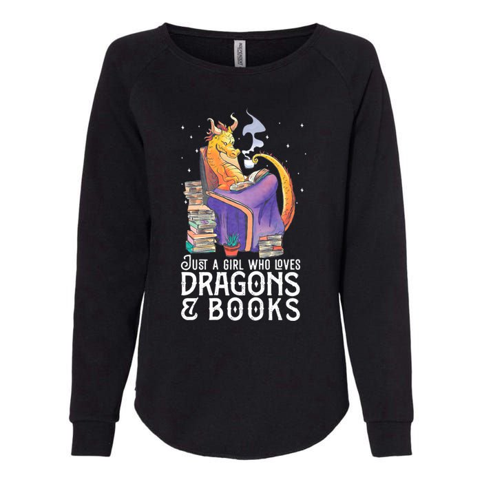 Just A Girl Who Loves Dragons & Books Book Nerds Womens California Wash Sweatshirt