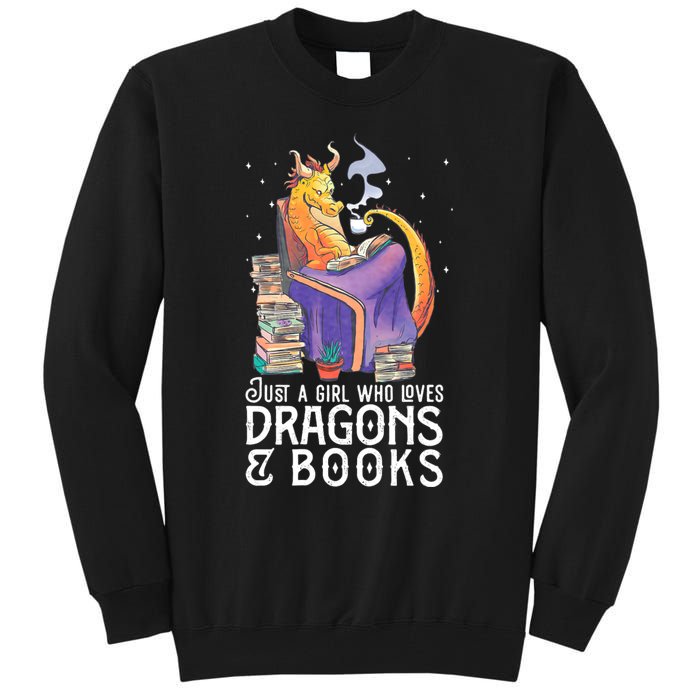 Just A Girl Who Loves Dragons & Books Book Nerds Tall Sweatshirt