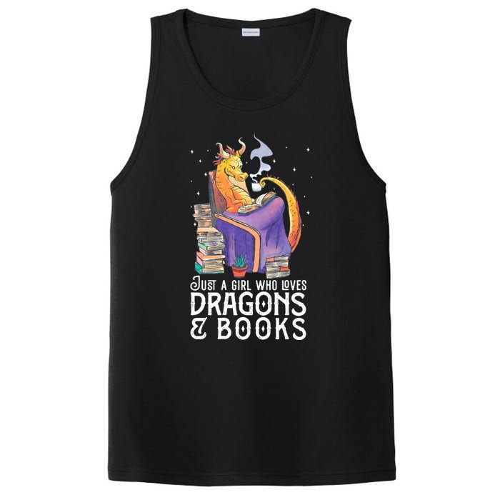 Just A Girl Who Loves Dragons & Books Book Nerds PosiCharge Competitor Tank