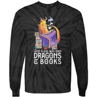 Just A Girl Who Loves Dragons & Books Book Nerds Tie-Dye Long Sleeve Shirt