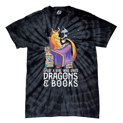 Just A Girl Who Loves Dragons & Books Book Nerds Tie-Dye T-Shirt