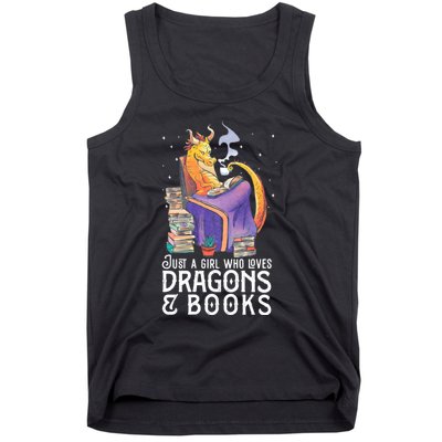 Just A Girl Who Loves Dragons & Books Book Nerds Tank Top